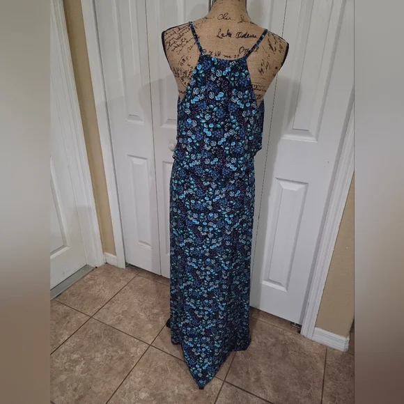 Lauren Conrad Floral Blue Maxi Dress Size L - Picture 6 of 14